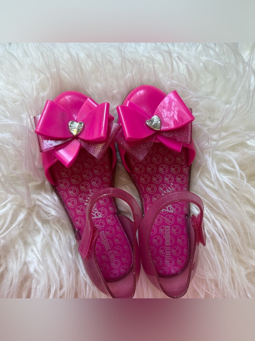 Mini Melissa Hot Pink bow Barbie Girls Shoes Size 13